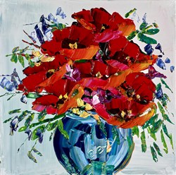 Floral Arrangement II by Maya - Original Painting on Stretched Canvas sized 12x12 inches. Available from Whitewall Galleries